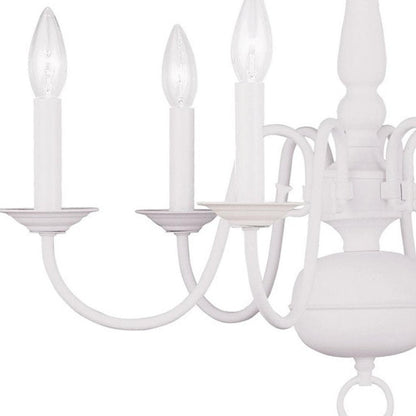 White Six Light Metal Dimmable Chandelier With Shades HomeRoots