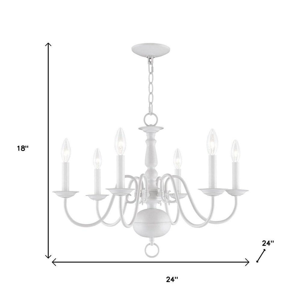 White Six Light Metal Dimmable Chandelier With Shades HomeRoots