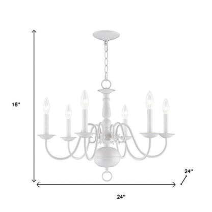 White Six Light Metal Dimmable Chandelier With Shades HomeRoots