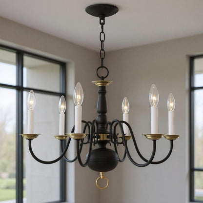 Black Six Light Metal Dimmable Chandelier With Shades HomeRoots