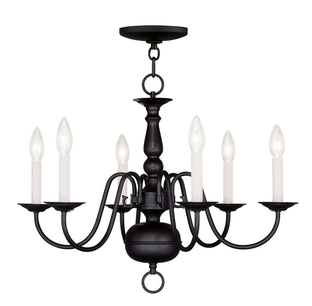 Black Six Light Metal Dimmable Chandelier With Shades HomeRoots