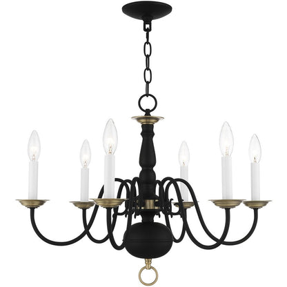 Black Six Light Metal Dimmable Chandelier With Shades HomeRoots