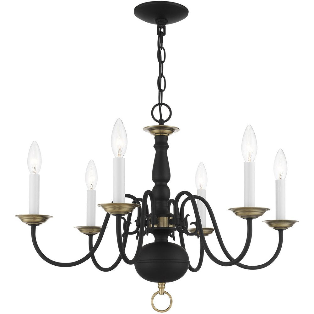 Black Six Light Metal Dimmable Chandelier With Shades HomeRoots