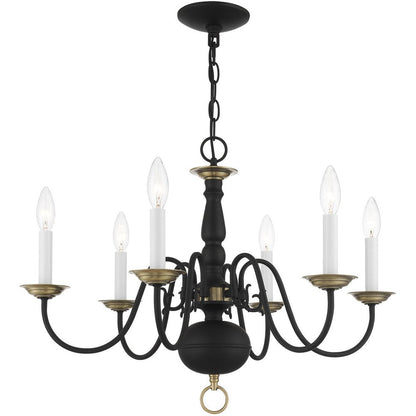 Black Six Light Metal Dimmable Chandelier With Shades HomeRoots