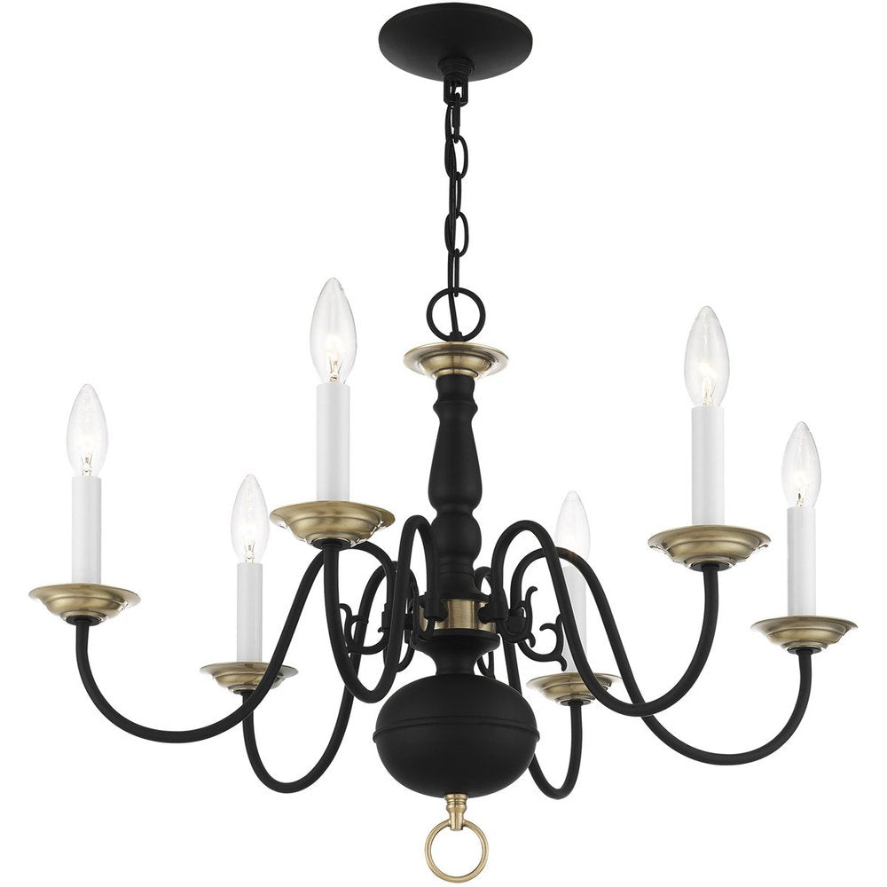 Black Six Light Metal Dimmable Chandelier With Shades HomeRoots