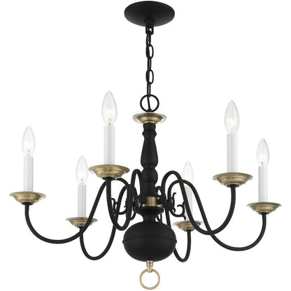 Black Six Light Metal Dimmable Chandelier With Shades HomeRoots