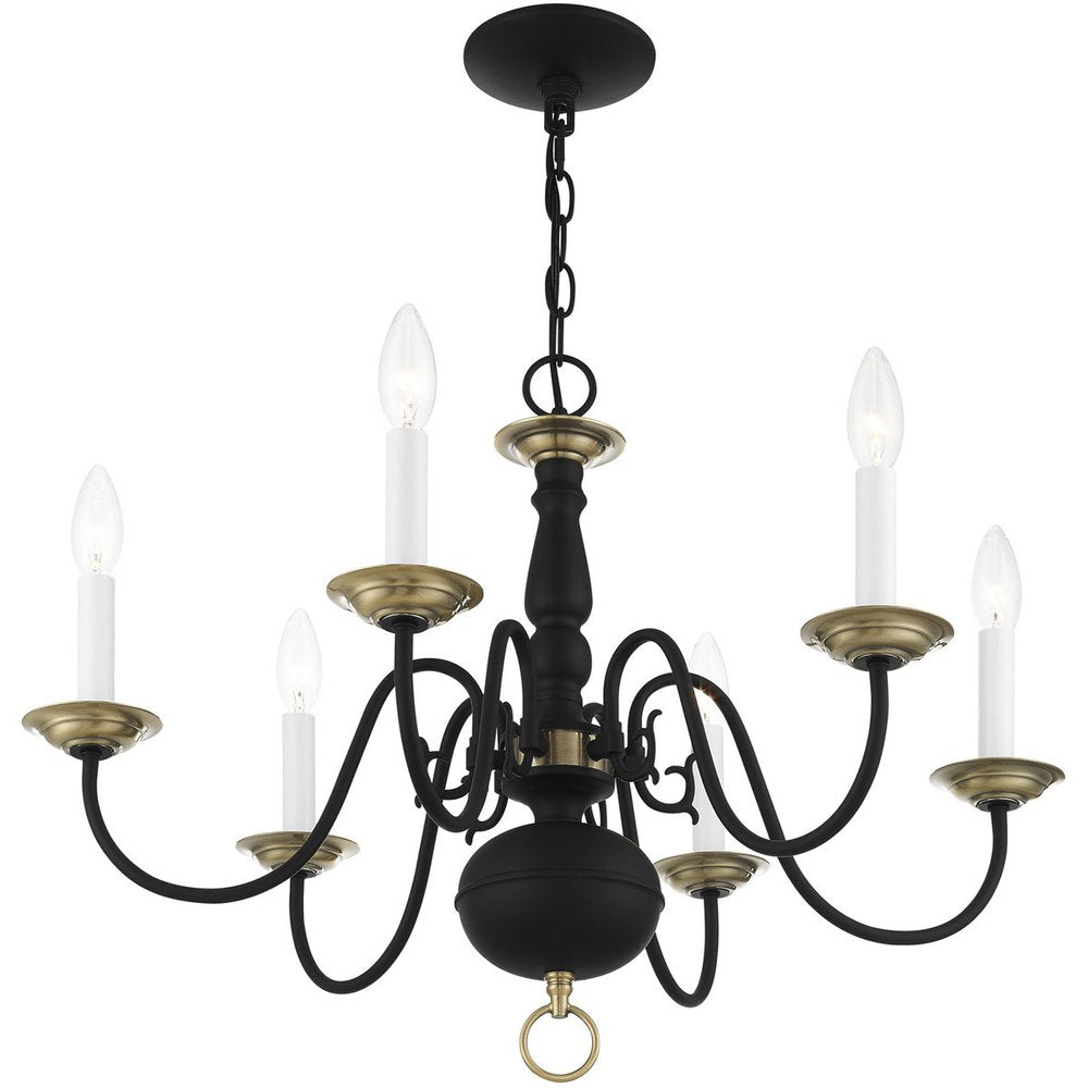 Black Six Light Metal Dimmable Chandelier With Shades HomeRoots