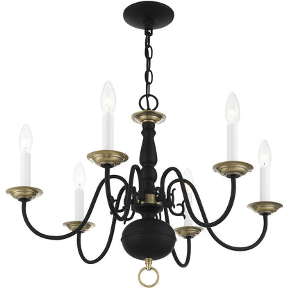 Black Six Light Metal Dimmable Chandelier With Shades HomeRoots