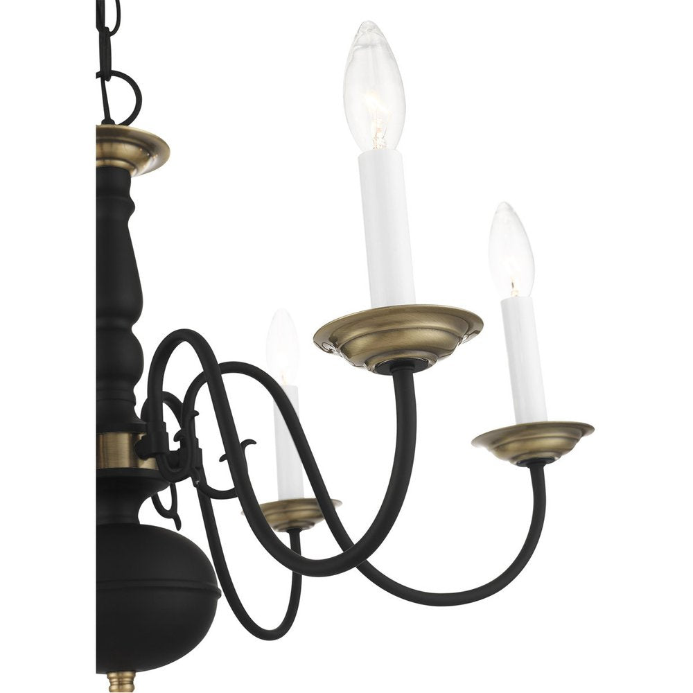 Black Six Light Metal Dimmable Chandelier With Shades HomeRoots