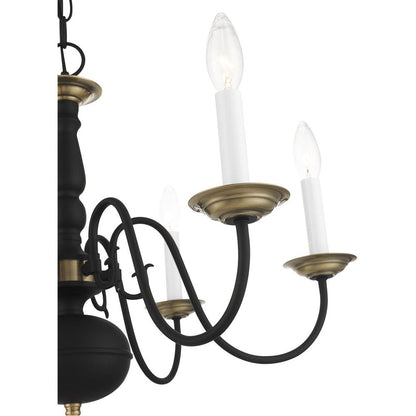Black Six Light Metal Dimmable Chandelier With Shades HomeRoots
