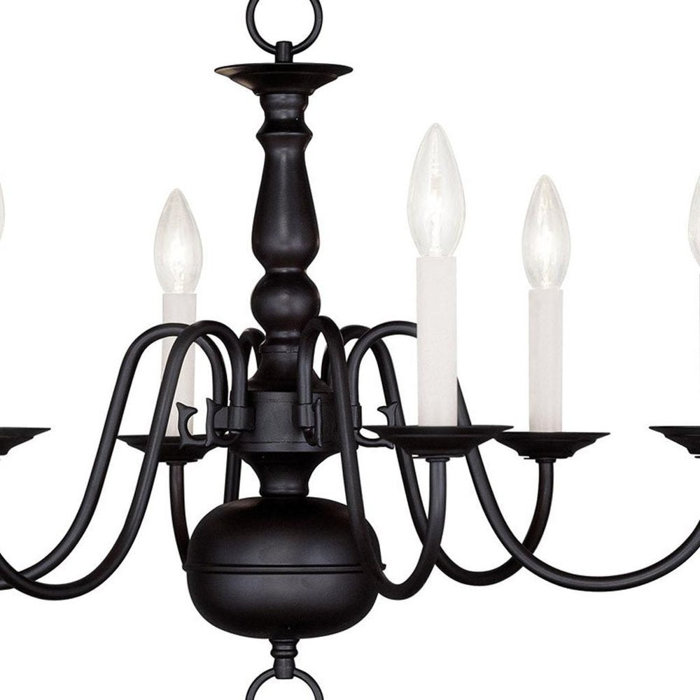 Black Six Light Metal Dimmable Chandelier With Shades HomeRoots