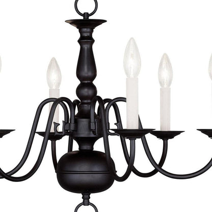Black Six Light Metal Dimmable Chandelier With Shades HomeRoots