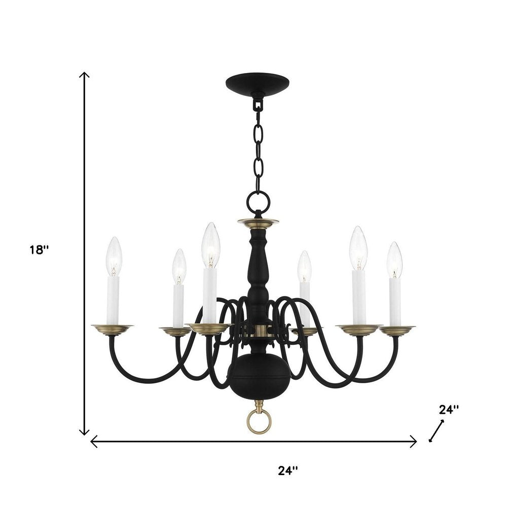 Black Six Light Metal Dimmable Chandelier With Shades HomeRoots