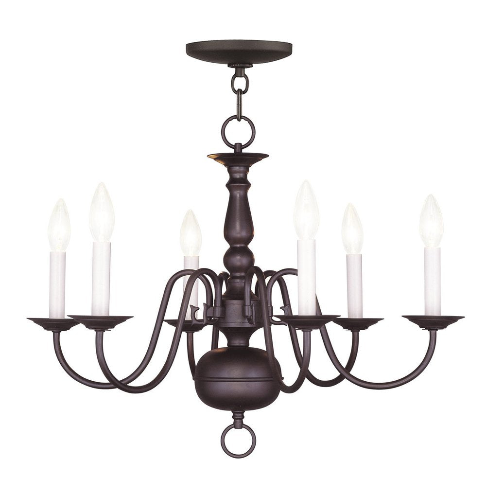 Bronze Six Light Metal Dimmable Chandelier With Shades HomeRoots