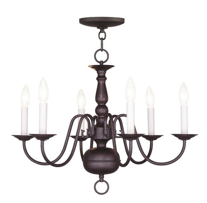 Bronze Six Light Metal Dimmable Chandelier With Shades HomeRoots