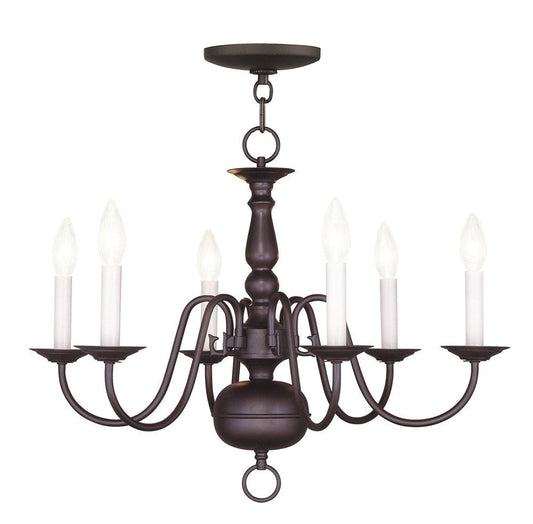 Bronze Six Light Metal Dimmable Chandelier With Shades HomeRoots