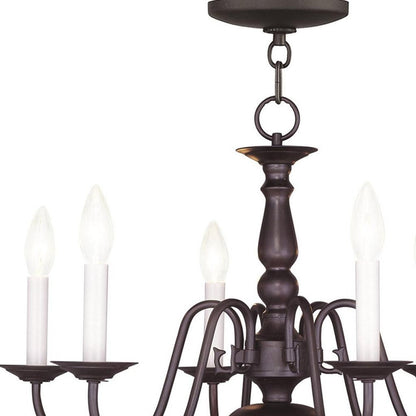 Bronze Six Light Metal Dimmable Chandelier With Shades HomeRoots