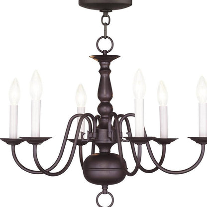 Bronze Six Light Metal Dimmable Chandelier With Shades HomeRoots