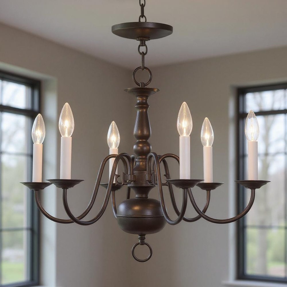 Bronze Six Light Metal Dimmable Chandelier With Shades HomeRoots