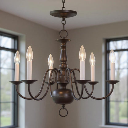 Bronze Six Light Metal Dimmable Chandelier With Shades HomeRoots
