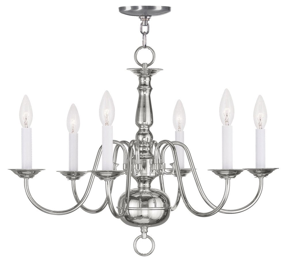 Nickel Six Light Metal Dimmable Chandelier With Shades HomeRoots
