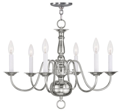 Nickel Six Light Metal Dimmable Chandelier With Shades HomeRoots
