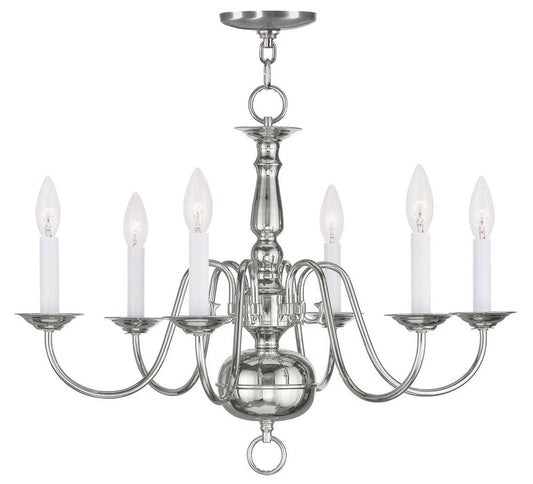 Nickel Six Light Metal Dimmable Chandelier With Shades HomeRoots