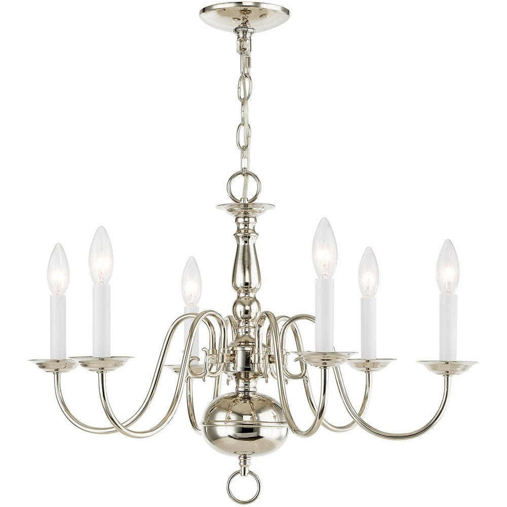 Nickel Six Light Metal Dimmable Chandelier With Shades HomeRoots