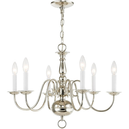 Nickel Six Light Metal Dimmable Chandelier With Shades HomeRoots