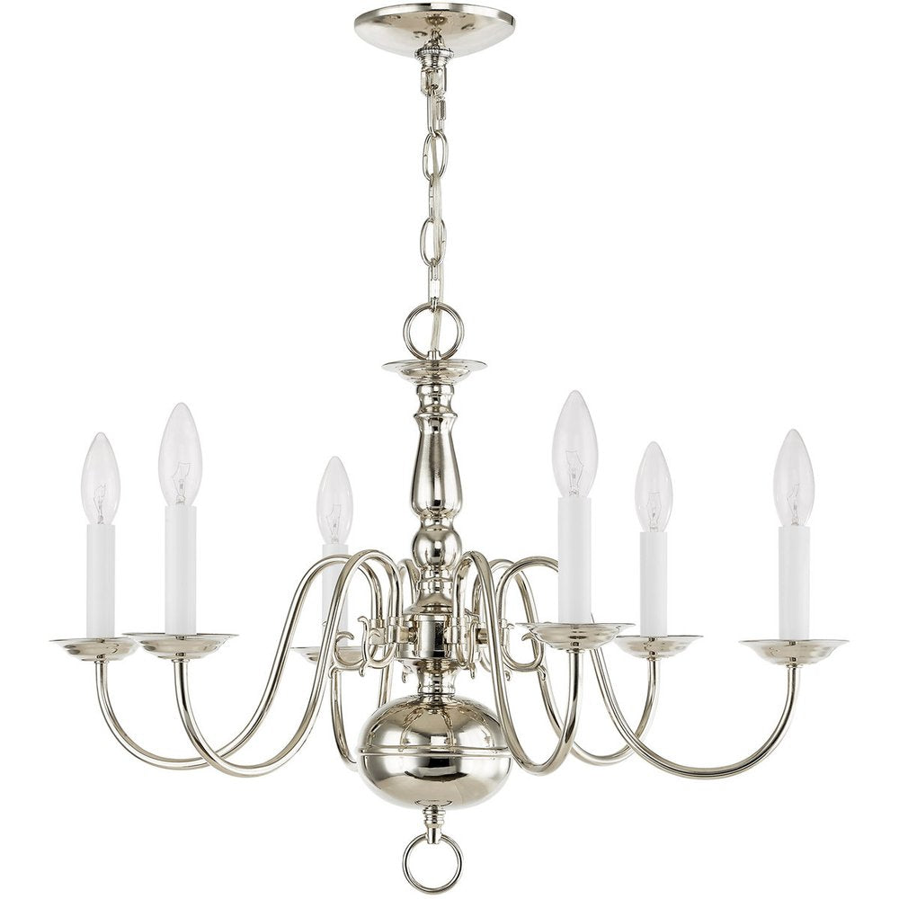 Nickel Six Light Metal Dimmable Chandelier With Shades HomeRoots