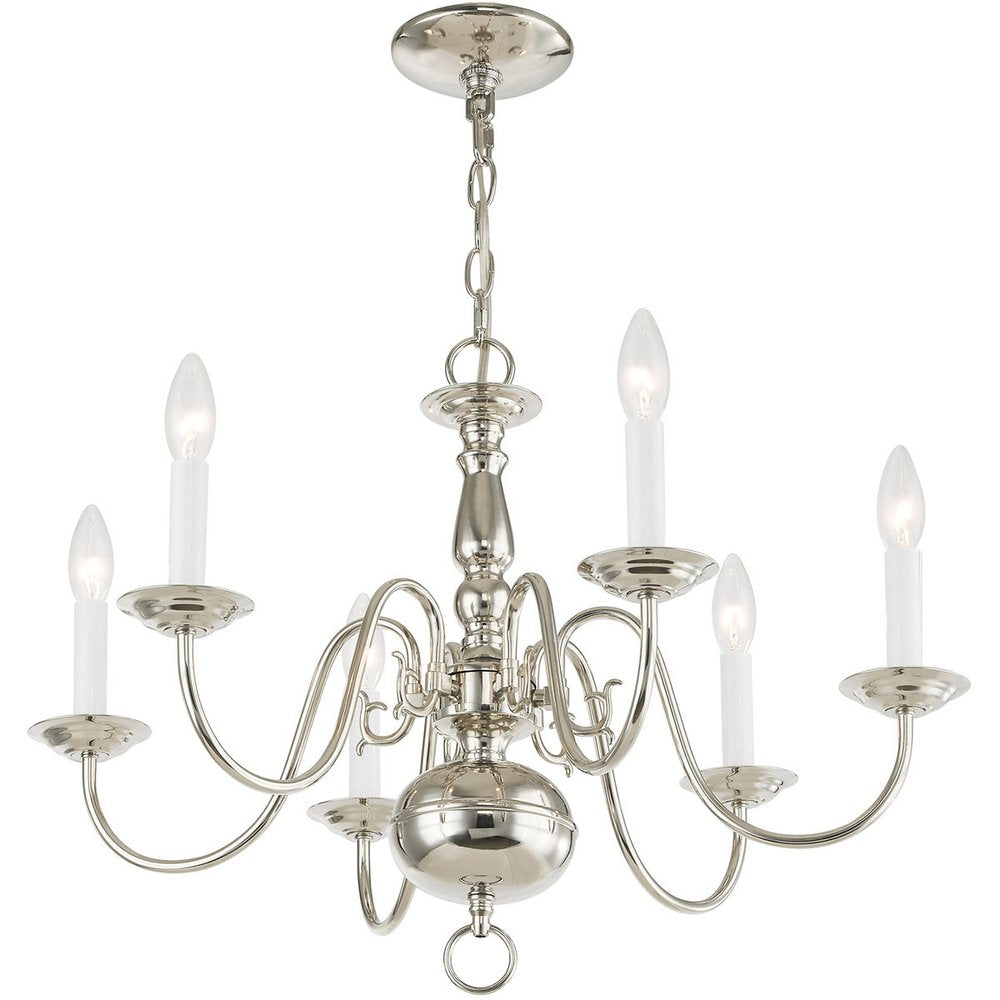 Nickel Six Light Metal Dimmable Chandelier With Shades HomeRoots