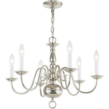 Nickel Six Light Metal Dimmable Chandelier With Shades HomeRoots