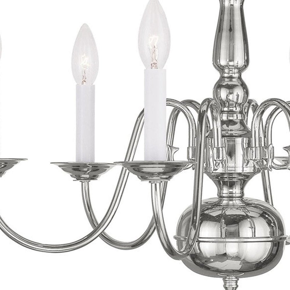 Nickel Six Light Metal Dimmable Chandelier With Shades HomeRoots