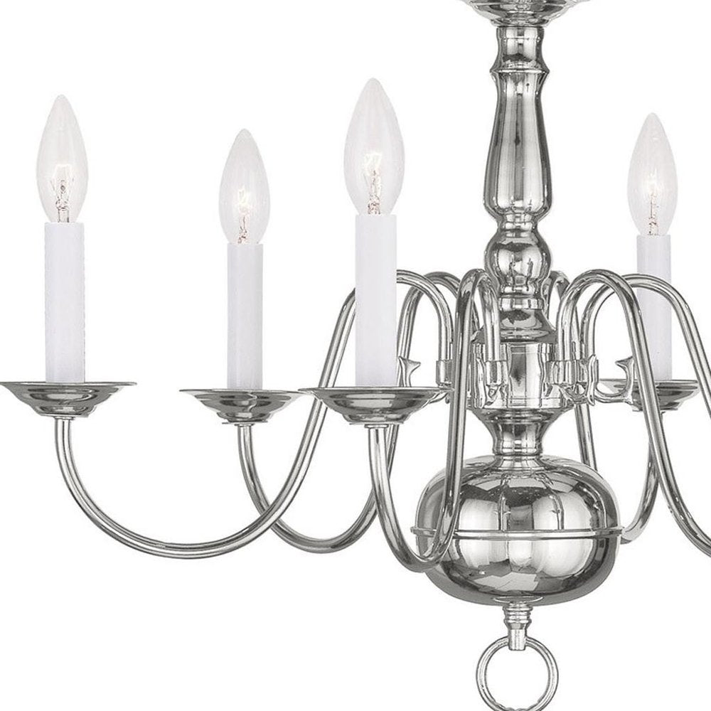 Nickel Six Light Metal Dimmable Chandelier With Shades HomeRoots