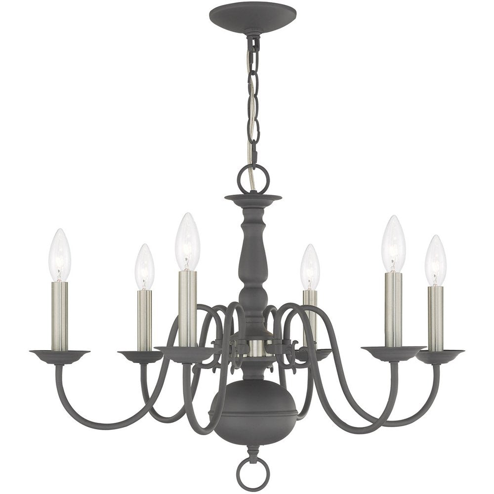Gray Six Light Metal Dimmable Chandelier With Shades HomeRoots