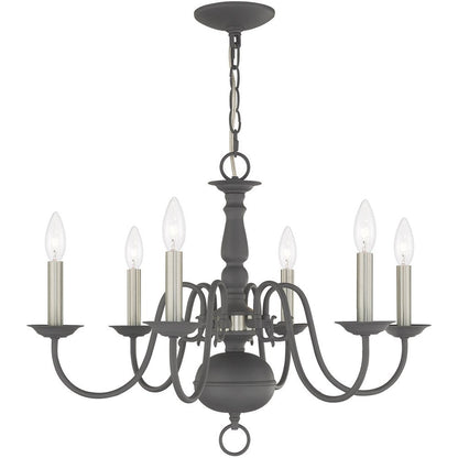 Gray Six Light Metal Dimmable Chandelier With Shades HomeRoots