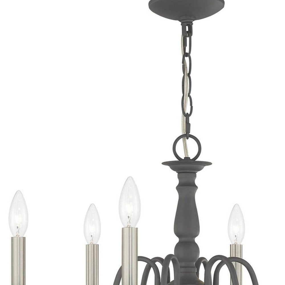 Gray Six Light Metal Dimmable Chandelier With Shades HomeRoots