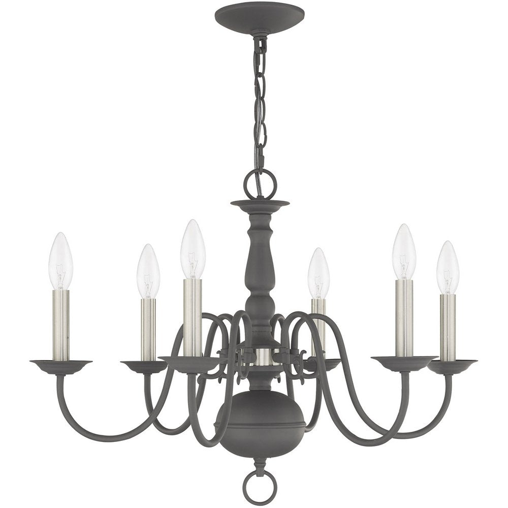 Gray Six Light Metal Dimmable Chandelier With Shades HomeRoots