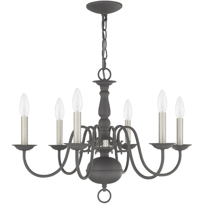 Gray Six Light Metal Dimmable Chandelier With Shades HomeRoots