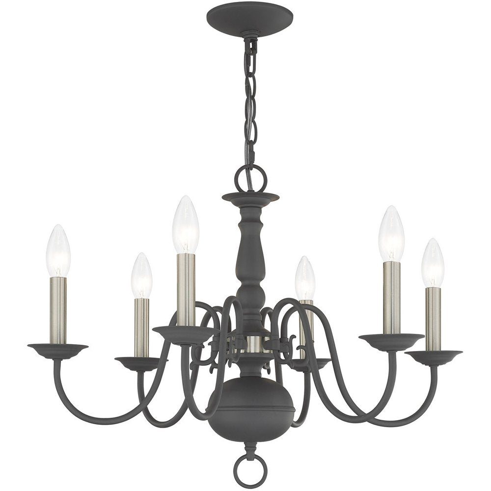 Gray Six Light Metal Dimmable Chandelier With Shades HomeRoots