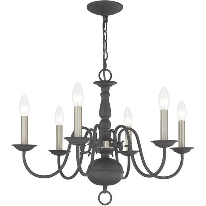 Gray Six Light Metal Dimmable Chandelier With Shades HomeRoots