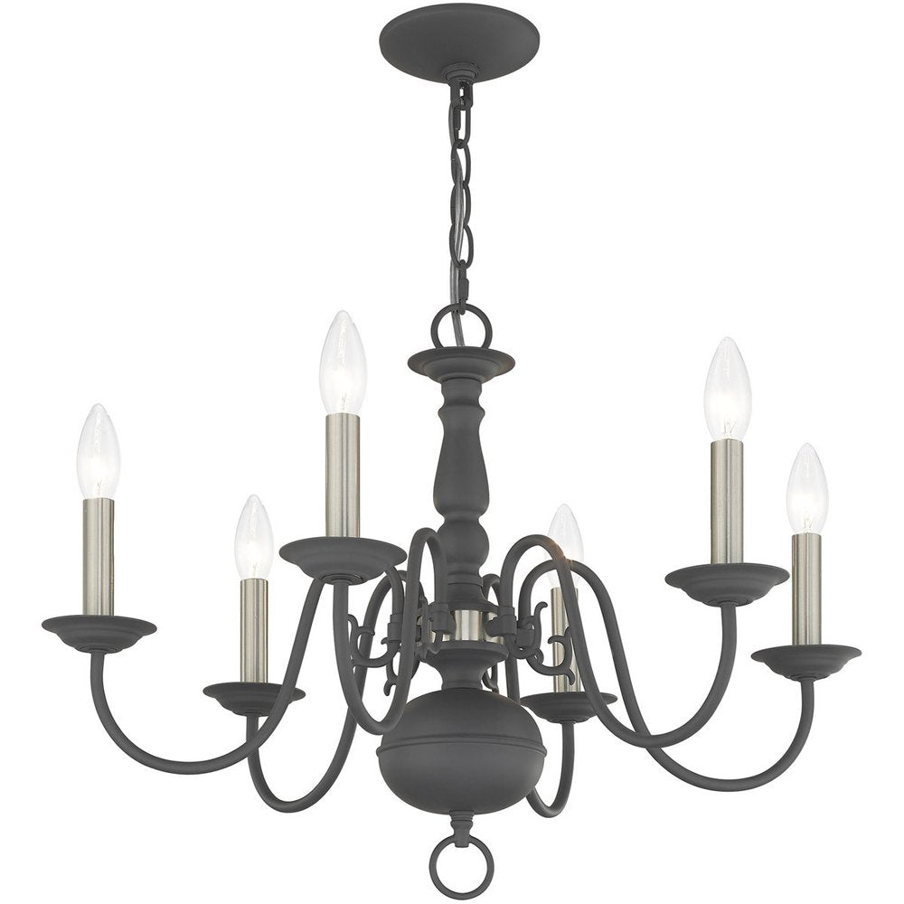 Gray Six Light Metal Dimmable Chandelier With Shades HomeRoots