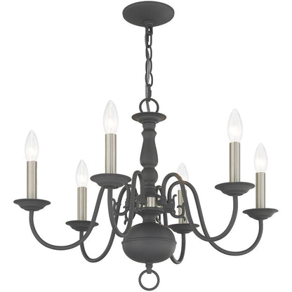 Gray Six Light Metal Dimmable Chandelier With Shades HomeRoots