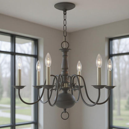 Gray Six Light Metal Dimmable Chandelier With Shades HomeRoots