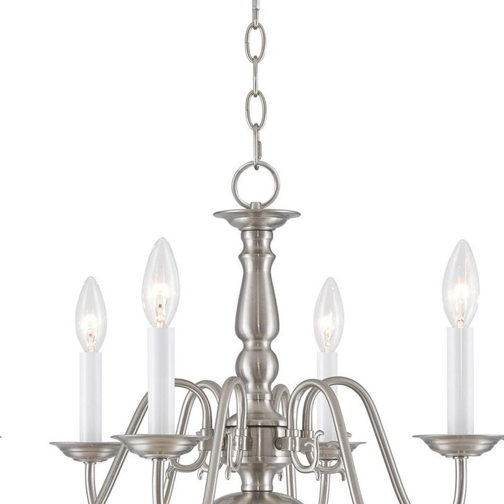 Nickel Six Light Metal Dimmable Chandelier With Shades HomeRoots