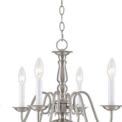 Nickel Six Light Metal Dimmable Chandelier With Shades HomeRoots