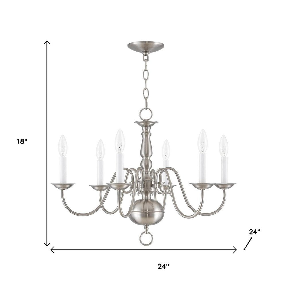 Nickel Six Light Metal Dimmable Chandelier With Shades HomeRoots