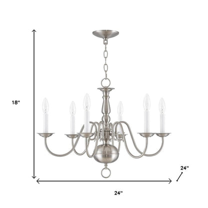 Nickel Six Light Metal Dimmable Chandelier With Shades HomeRoots