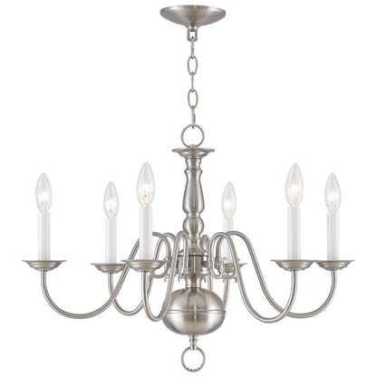 Nickel Six Light Metal Dimmable Chandelier With Shades HomeRoots