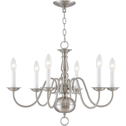 Nickel Six Light Metal Dimmable Chandelier With Shades HomeRoots